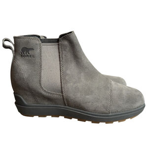 Sorel Evie II Womens Size 9 Gray Suede Ankle Bootie Wedge Heel NWOT